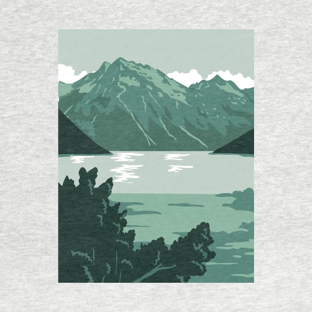 Lake Clark National Park and Preserve in Anchorage Alaska United States WPA Poster Art Color by retrovectors